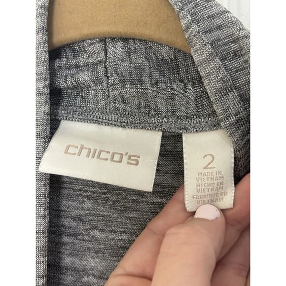Chico’s Grey Open Front Drape Cardigan Size 2 Large Travel Classic Slinky Casual - Picture 3 of 4